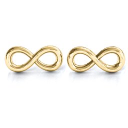 Classic Infinity Earrings in 10K Solid Yellow Gold with Smokey Quartz, Citrine, Emerald, and Red Premium Zirconia