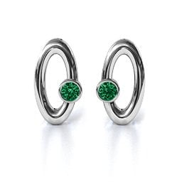 Orbital Stud Earrings in 925 Sterling Silver with Emerald