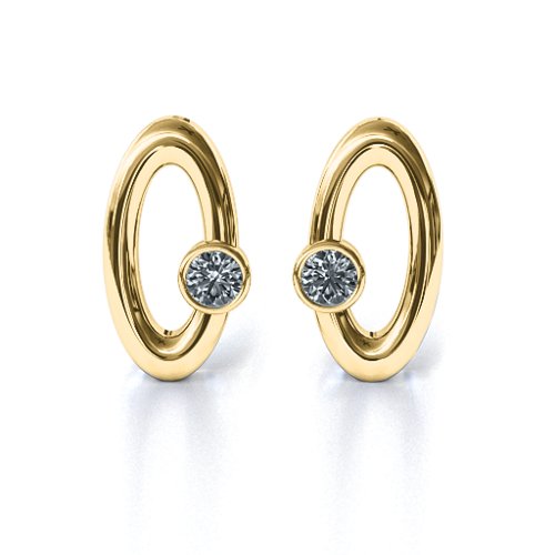 Orbital Stud Earrings – 10K Yellow Gold with Diamond