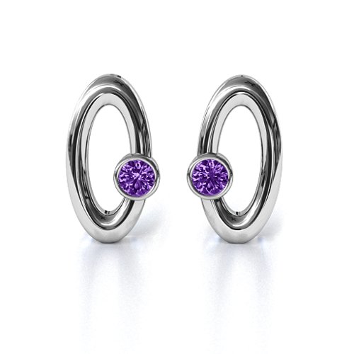 Orbital Stud Earrings – Sterling Silver with Amethyst