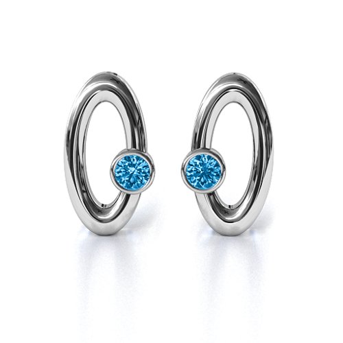 Orbital Stud Earrings – Sterling Silver with Blue Topaz
