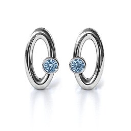 Orbital Stud Earrings in 925 Sterling Silver with Aquamarine