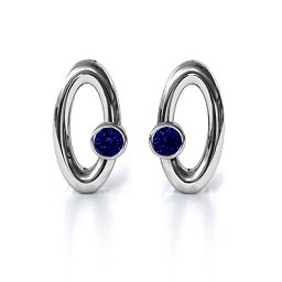 Orbital Stud Earrings in 925 Sterling Silver with Blue Sapphire