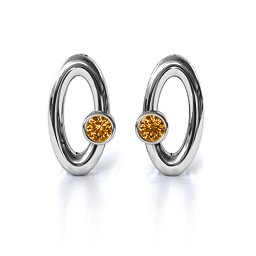 Orbital Stud Earrings in 925 Sterling Silver with Citrine