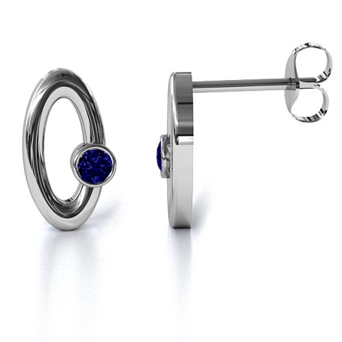 Orbital Stud Earrings – Sterling Silver with Blue Sapphire