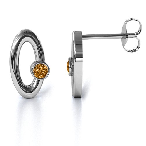 Orbital Stud Earrings – Sterling Silver with Citrine