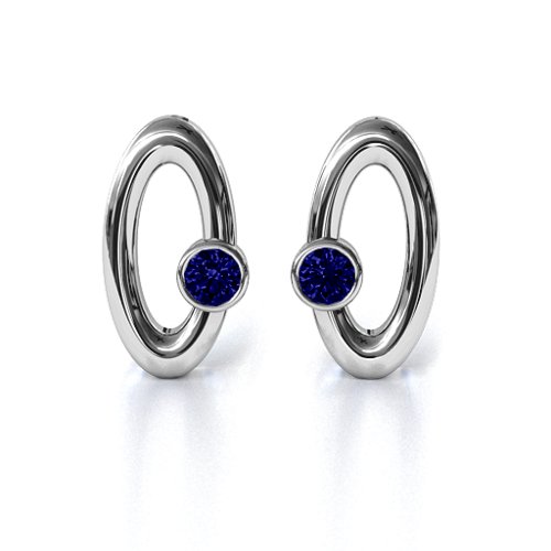 Orbital Stud Earrings – Sterling Silver with Blue Sapphire