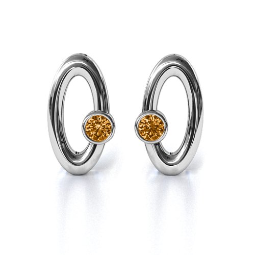 Orbital Stud Earrings – Sterling Silver with Citrine