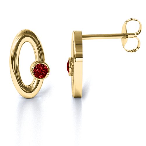 Orbital Stud Earrings – 10K Yellow Gold with Garnet