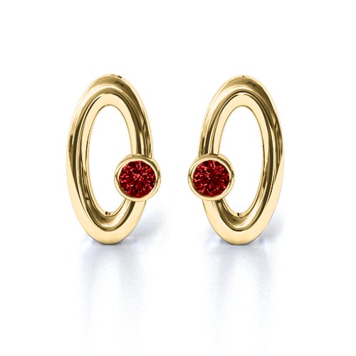 Orbital Stud Earrings – 10K Yellow Gold with Garnet