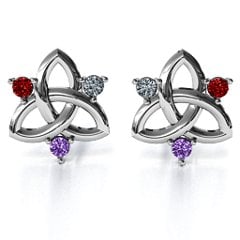 Triple Stone Celtic Knot Earrings