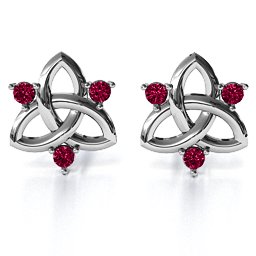 Triple Stone Celtic Knot Earrings