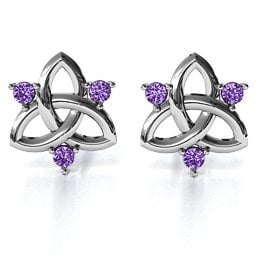 Triple Stone Celtic Knot Earrings