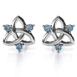 Triple Stone Celtic Knot Earrings