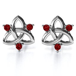 Triple Stone Celtic Knot Earrings in 925 Sterling Silver