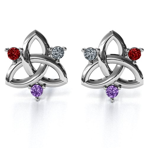 Triple Stone Celtic Knot Earrings