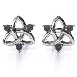 Triple Stone Celtic Knot Earrings in 925 Sterling Silver with Alexandrite