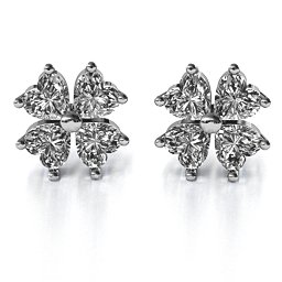 Multi Stone Four Heart Clover Earrings