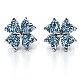 Multi Stone Four Heart Clover Earrings