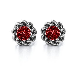 Twisted Stud Solitaire Earrings in 925 Sterling Silver