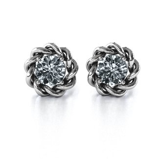 Twisted Stud Solitaire Earrings