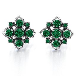 Glittering Multi Stone Earrings in 925 Sterling Silver with Emerald and Green Premium Zirconia