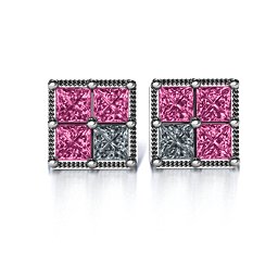 Vintage Princess Cut Stud Earrings