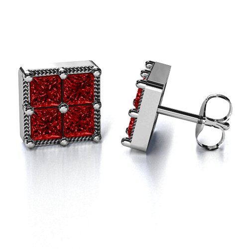 Vintage Princess Cut Stud Earrings