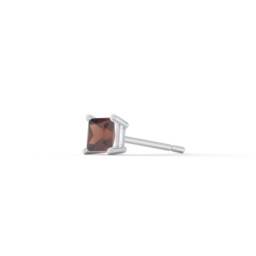 Princess Cut Birthstone Single Stud in 925 Sterling Silver with Garnet