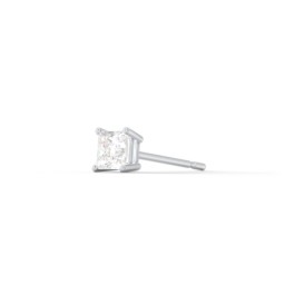 Princess Cut Birthstone Single Stud in 925 Sterling Silver with Diamond