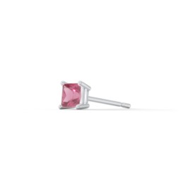 Princess Cut Birthstone Single Stud in 925 Sterling Silver with Pink Tourmaline
