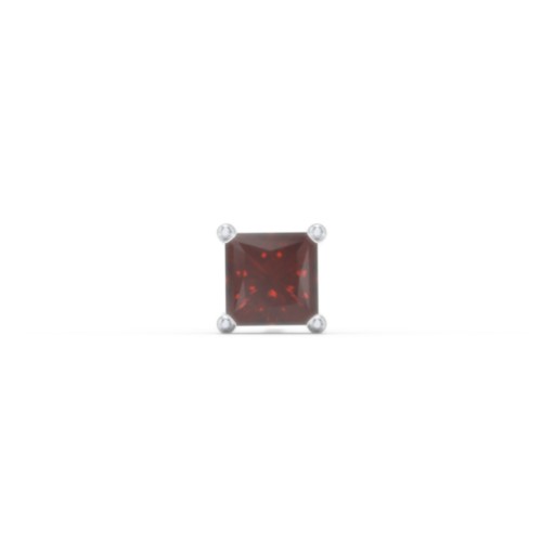 Princess Cut Birthstone Single Stud – Sterling Silver with Garnet