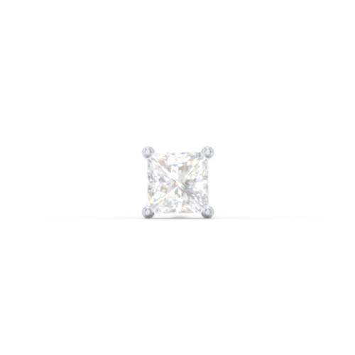 Princess Cut Birthstone Single Stud – Sterling Silver with Lab Diamond