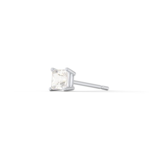 Princess Cut Birthstone Single Stud – Sterling Silver with Cubic Zirconia