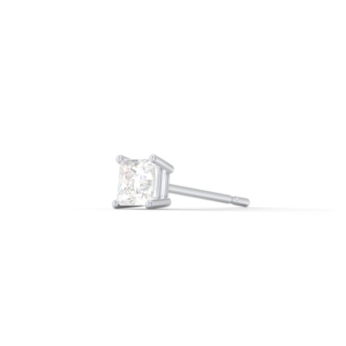Princess Cut Birthstone Single Stud – Sterling Silver with Lab Diamond