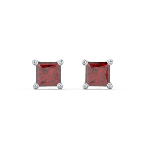 Princess Cut Birthstone Stud Earrings