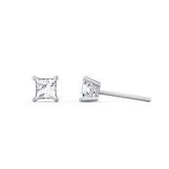 Princess Cut Stud Earrings – Sterling Silver with Peridot