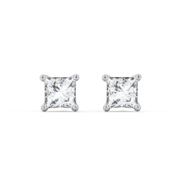 Princess Cut Stud Earrings in 925 Sterling Silver with Cubic Zirconia