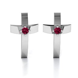 Classic Cross Earrings With Gemstone