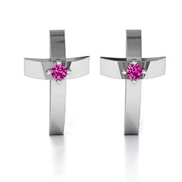Classic Cross Earrings With Gemstone