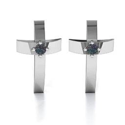Classic Cross Earrings With Gemstone