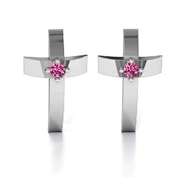 Classic Cross Earrings With Gemstone