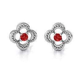 Shimmering Clover Earrings in 925 Sterling Silver with Garnet
