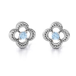 Shimmering Clover Earrings in 925 Sterling Silver with Aquamarine