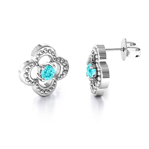 Shimmering Clover Earrings – Sterling Silver with Mint Premium Zirconia