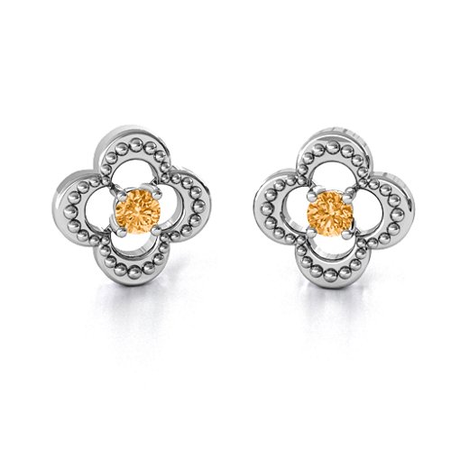 Shimmering Clover Earrings – Sterling Silver with Citrine