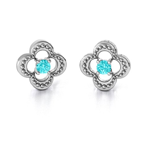 Shimmering Clover Earrings – Sterling Silver with Mint Premium Zirconia