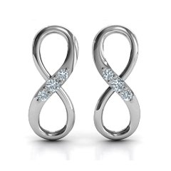 Three Stone Infinity Earrings – Sterling Silver with Cubic Zirconia