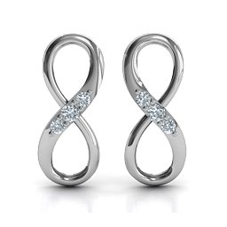 Three Stone Infinity Earrings in 925 Sterling Silver