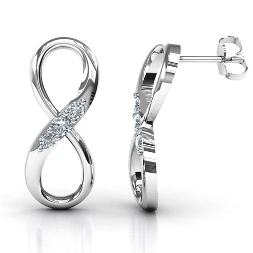 Three Stone Infinity Earrings – Sterling Silver with Cubic Zirconia